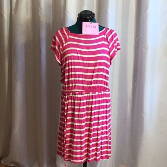 NWOT Lightweight pink & cream striped dress with belt in PXL any SILVERWEAR - Picture 2 of 13